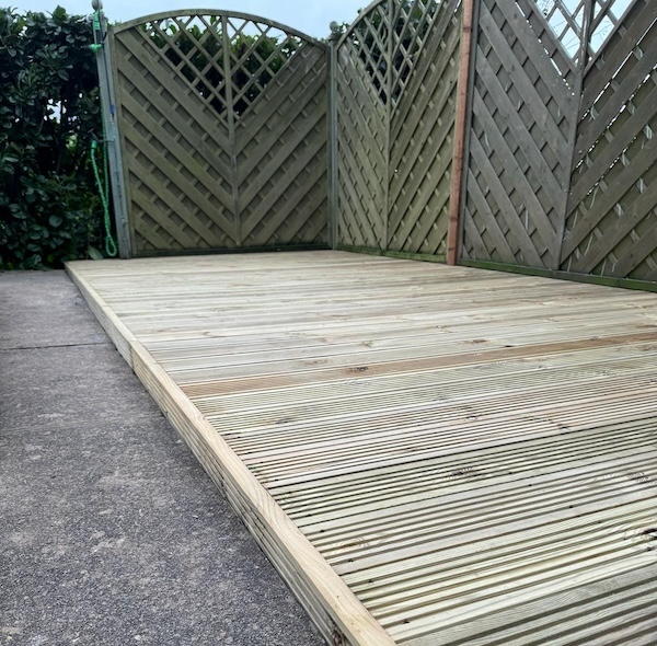 New decking built for garden in Chaldon