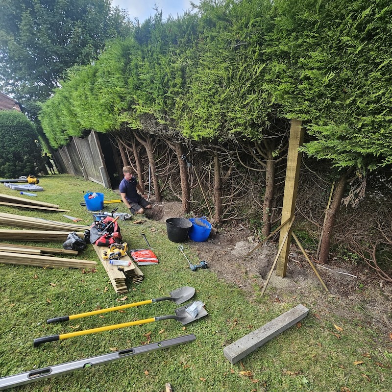 New fence being built in garden